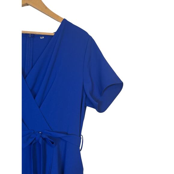 Faux Wrap Women's Short Sleeve Tie Waist Dress Boho Party Size XL Blue NWOT - Picture 4 of 10
